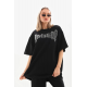 Unisex Taş Desenli Oversize T-Shirt - Beyaz