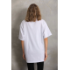 Unisex Taş Desenli Oversize T-Shirt - Beyaz