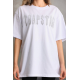 Unisex Taş Desenli Oversize T-Shirt - Beyaz