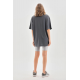 Unisex Taş Desenli Oversize T-Shirt - Füme