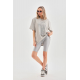 Unisex Taş Desenli Oversize T-Shirt - Gri