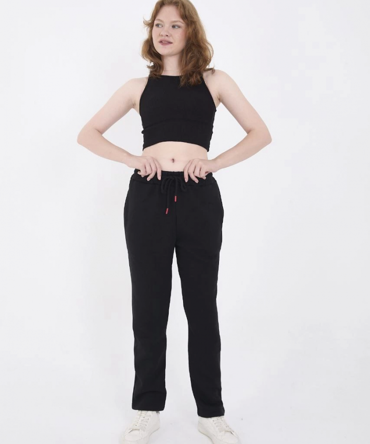 Unisex Üç İplik Basic Eşofman Pantolon - Siyah