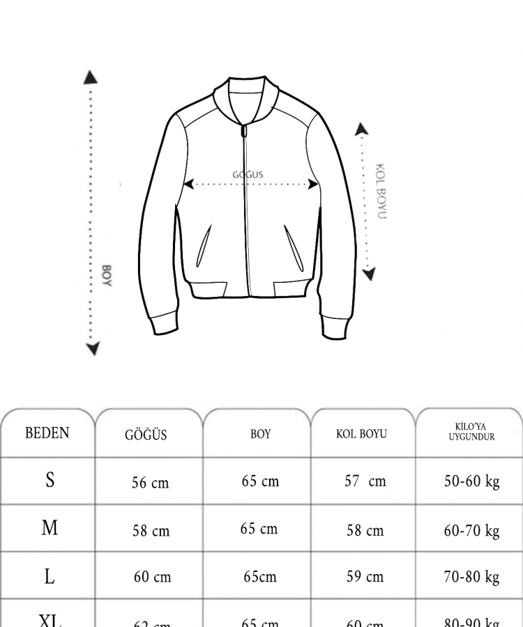 Unisex Uzun Kol Baskılı Bomber Ceket - Siyah